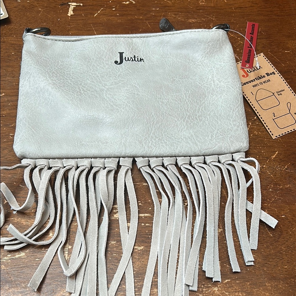 Justin Boots White Fringe Women's Bag